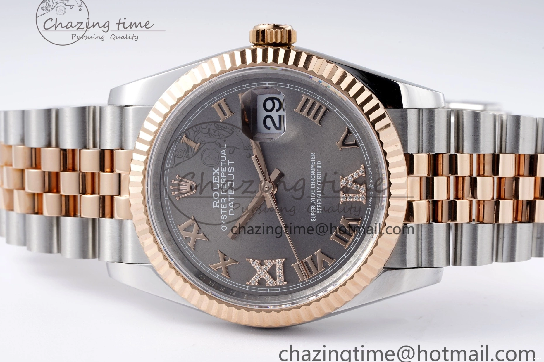 Gray Markers Bracelet Dial 126231 RG 36 DateJust JDF Plated Jubilee 904L RG Steel Roman V2 SS on 1218